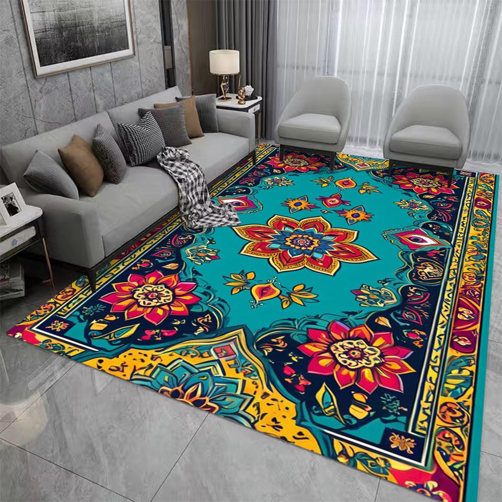 Retro Boho Perský Styl Květinový Koberec Obývací Pokoj Ložnice Balkon Pohovka Stůl Dveřní Rohožka Protiskluzová Prací v Pračce Domácí Podložka Dekor