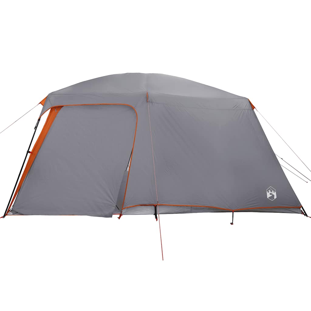 5 Person Camping Tent with Awning Grey and Orange Waterproof