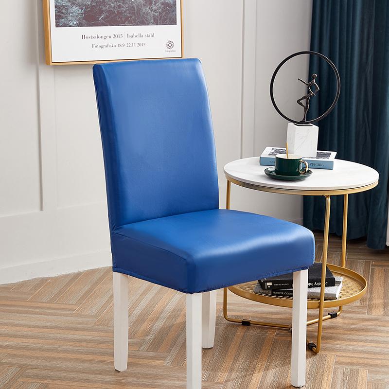 Solid Color PU Leather Chair Cover Restaurant Office Backrest Chair Cover Waterproof Cat-scratch Home Decoration Seat Cover