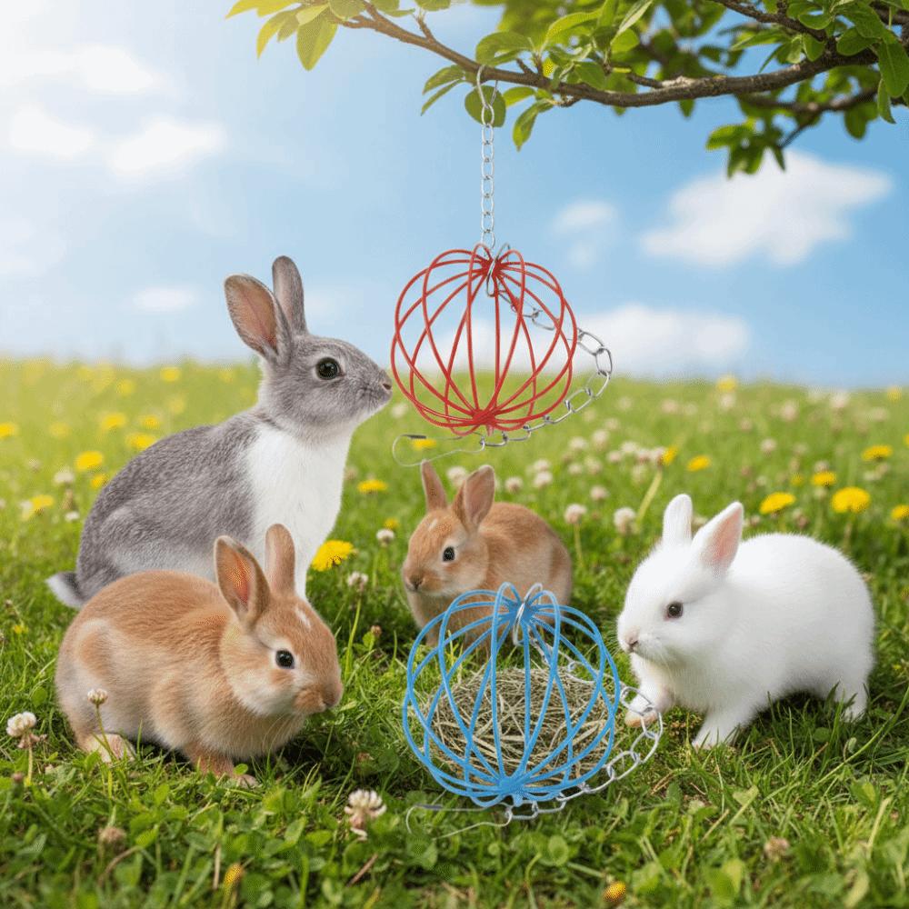 Round Rabbit Grass Feeder Wear-resistant Hay Feeder Ball Suspending Feeder For Small Pets