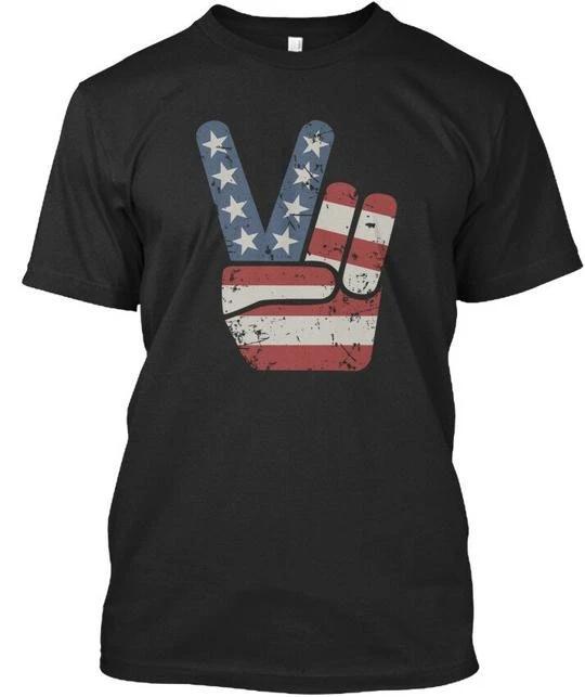 Vintage American Flag Big Peace Sign T-Shirt Made in the USA Size S to 5XL XL