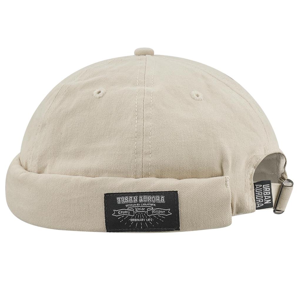 [Croogo] Brimless Fisherman Cap Men's Roll Cap Washed Cotton Cap Sag Cap Round Cotton Cap Small Face Effect Watch Cap Spring Summer Plain Sailor Cap