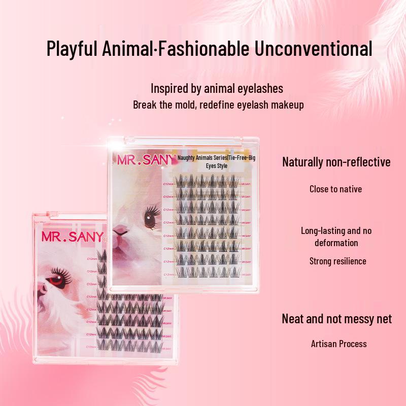 Fox-Inspired Dog Style Self-Adhesive False Eyelashes: Natural, Thick, Soft & Perfect for Beginners