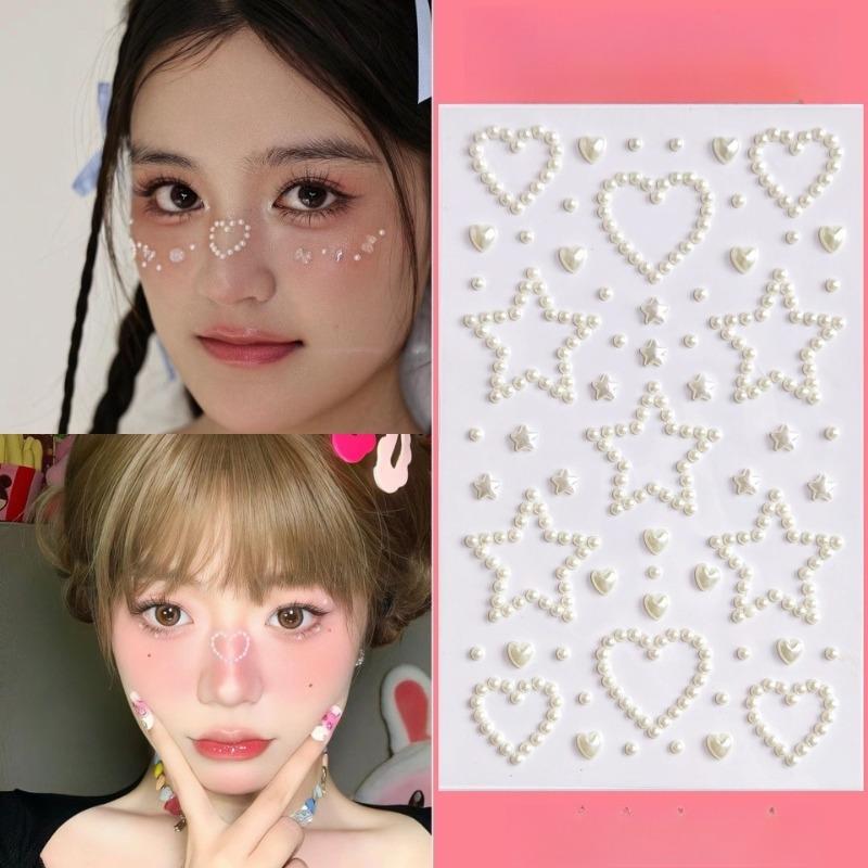 Beautiful Shiny Crystal Rhinestones Pearl Star 3D Stickers Scrapbook Phone Case DIY Decorations Dance Show Makeup Face Stickers