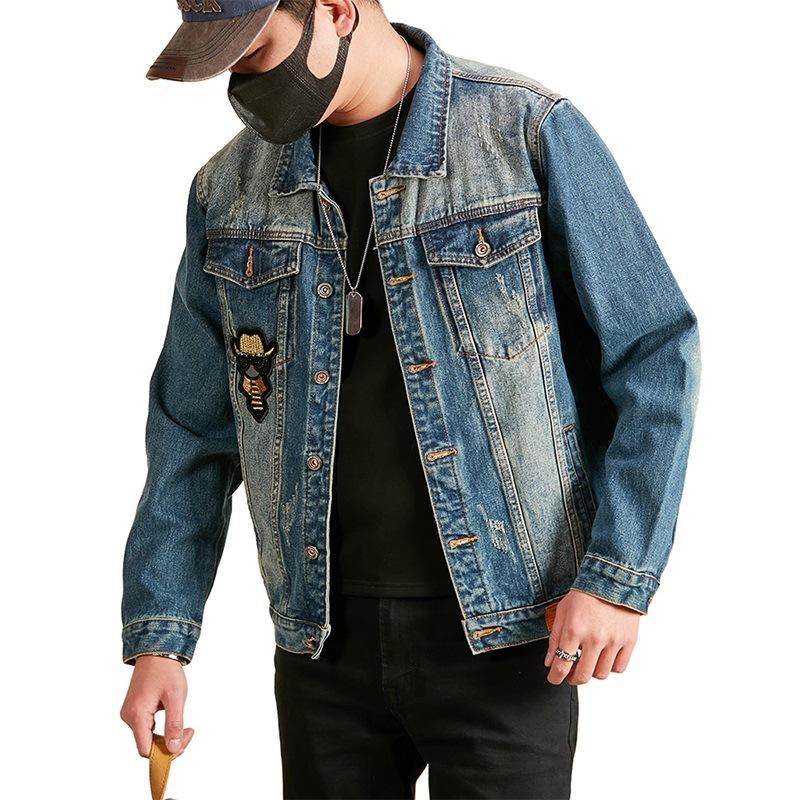Shlyapa Teri Denim Kurtka Erkaklar Ishchi Kurtkasi Yangi Kundalik Kelishgan Lapelli Ko'ylak Kurtka
