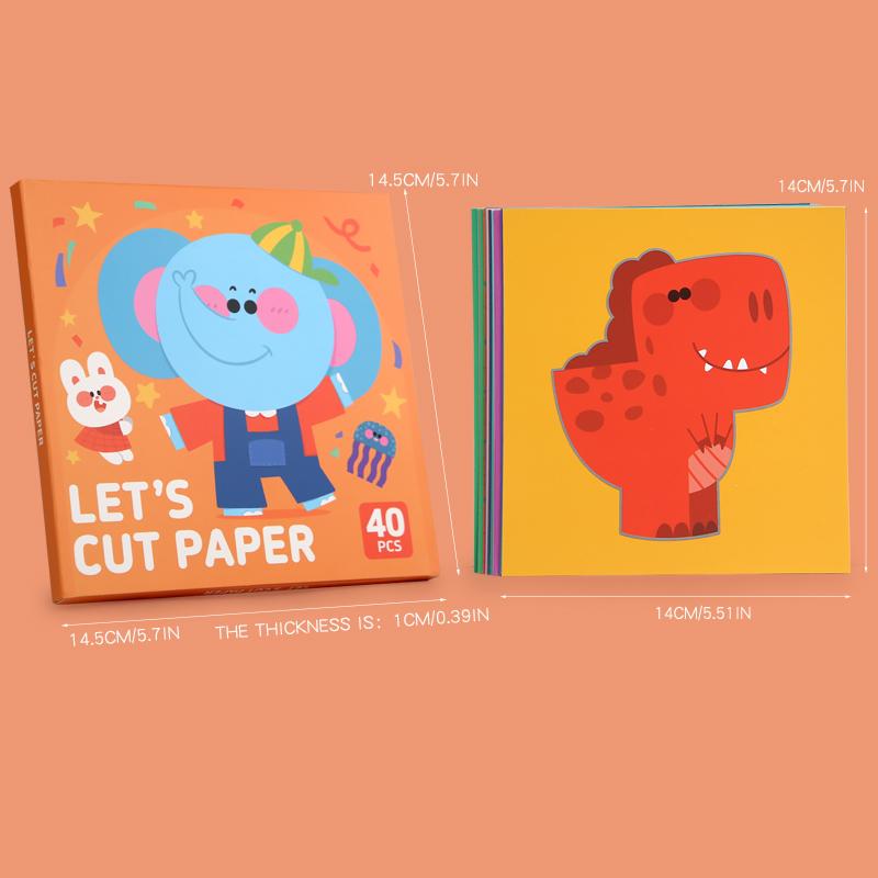40Pcs Handmade Visual Card Paper Cutting Games Number Letter Traffic Dinosaur Fruit Cognitive Game Early Education Toys Gifts