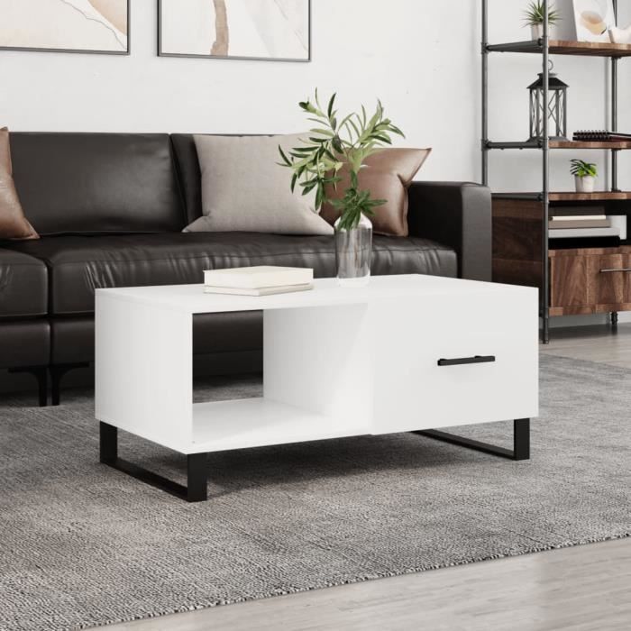VidaXL Table basse blanc 90x50x40 cm bois d'ingénierie 829236