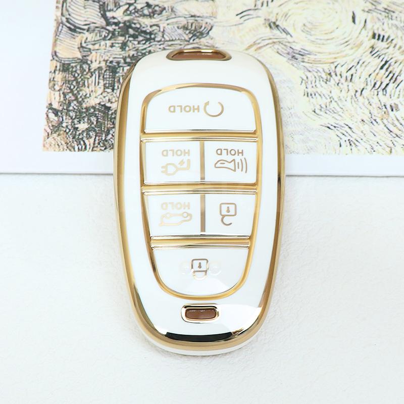 6 7 Buttons Tpu Car Key Cover Auto Shell Fob Case Keychain For Hyundai Santa Fe Tucson Nexo Nx4 Atos Solaris Prime