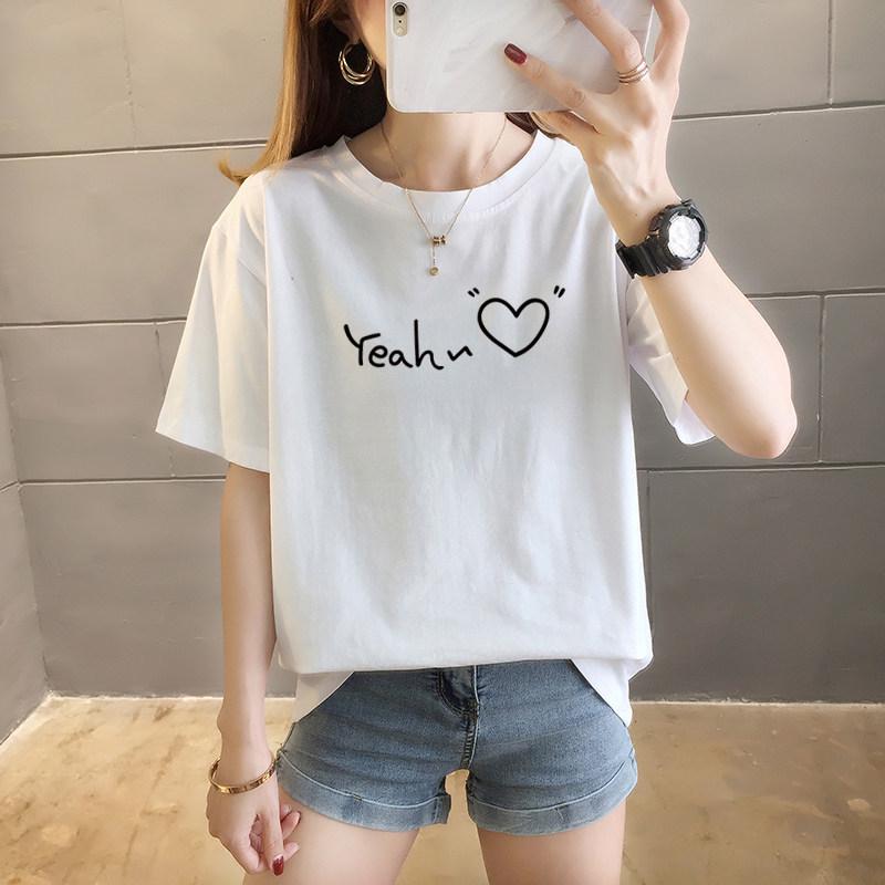 Women's Casual Heart Letter Short-Sleeve Round Neck T-Shirt