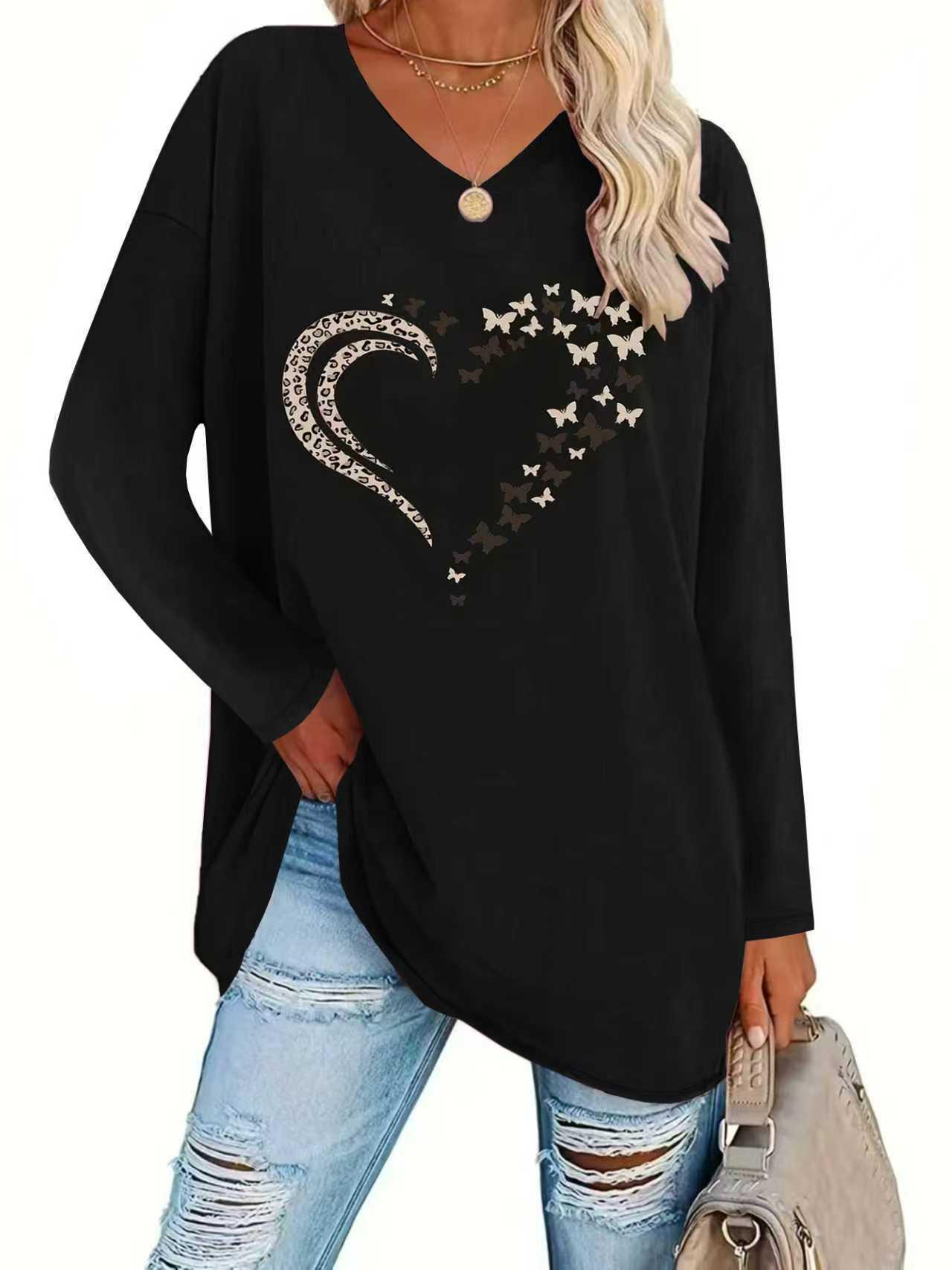 Elegant Autumn/Winter 2025 Women s Leopard & Butterfly Print Loose Dress S чёрный