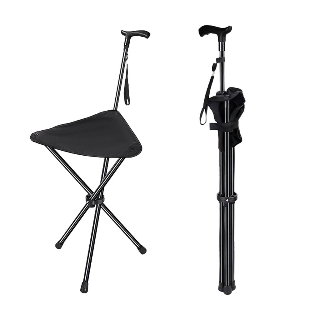 OKUYOSHI Folding Cane Standing Easy Chair, Lightweight, Portable, Chair, Chair, Chair, Compact, Small, Portable, Outdoor, One-Pole (Extendable)