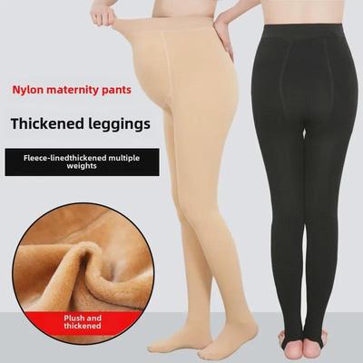 Damen Umstands-Nylon-Leggings - Warme, mit Samt gefütterte Baumwolle für Herbst & Winter, Übergröße Einteilige Strumpfhose