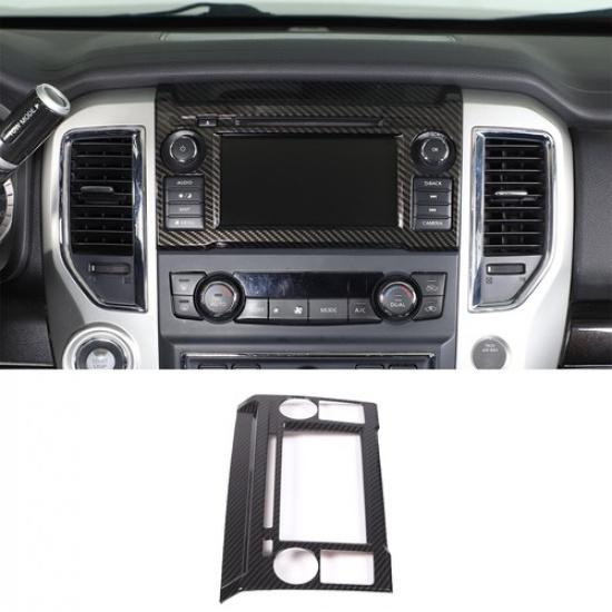 Carbon Fiber ABS Dashboard Dvd Navigation Screen Trim For Nissan Titan 2016-19