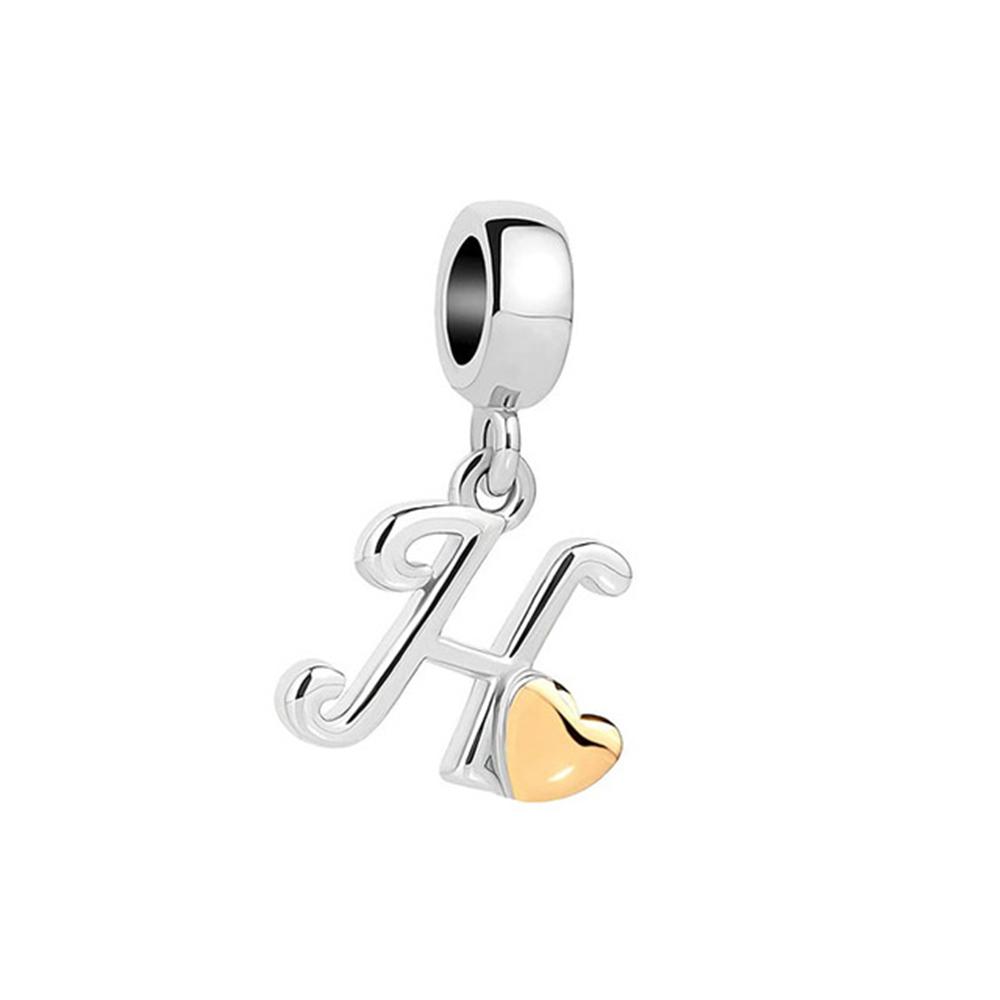 New Plated Copper Letter Alphabet A-Z Dangle Charm Beads Fit Original Charms Bracelet Pendant Women Diy Jewelry