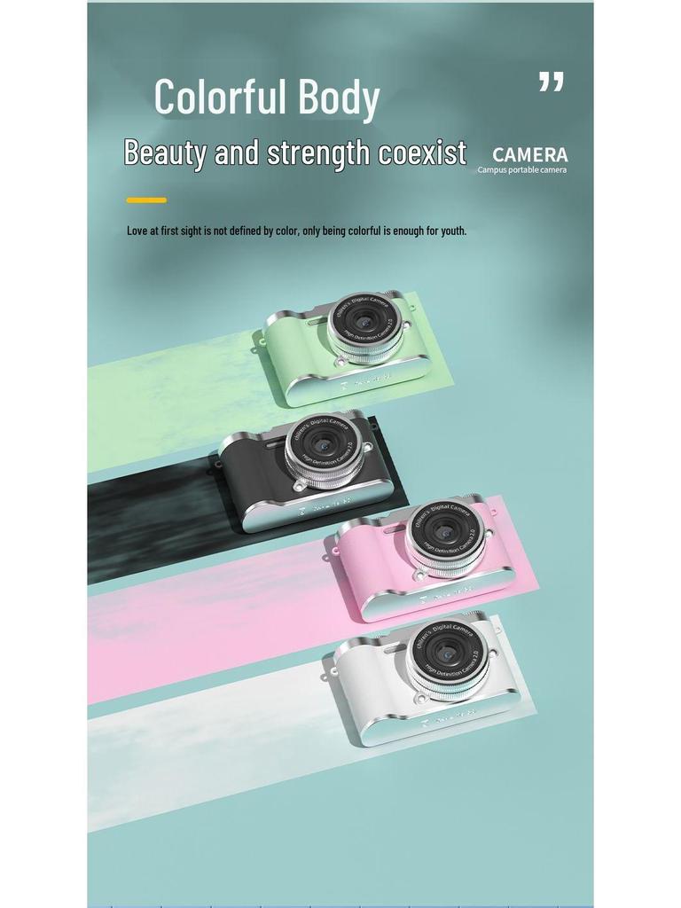 Retro CCD Dual Camera with 8x Optical Zoom - Compact Travel Pocket Digital Camera for Students