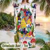 Whimsical Cat Mandala Art Theme Quick Dry Beach Towel Custom Name Text Print Large Sand Resistant Towel Beach Vacation