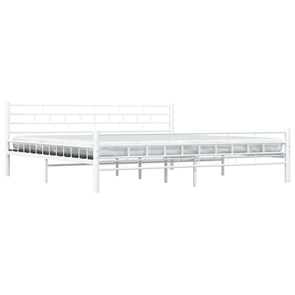 Bed Frame White Metal 200*200 cm