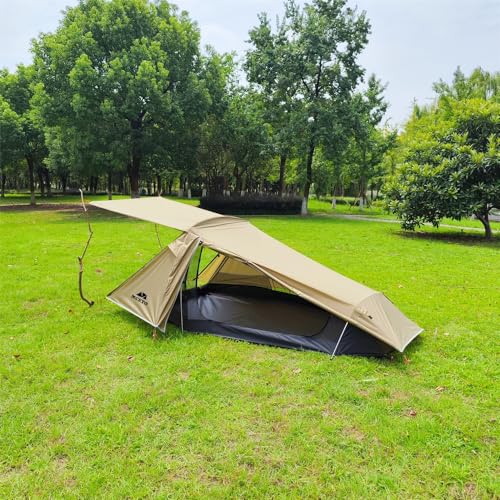 HXBEE Double-Layer Backpacking Tent, 2-Person Lightweight Camping Tent with Aluminum Poles