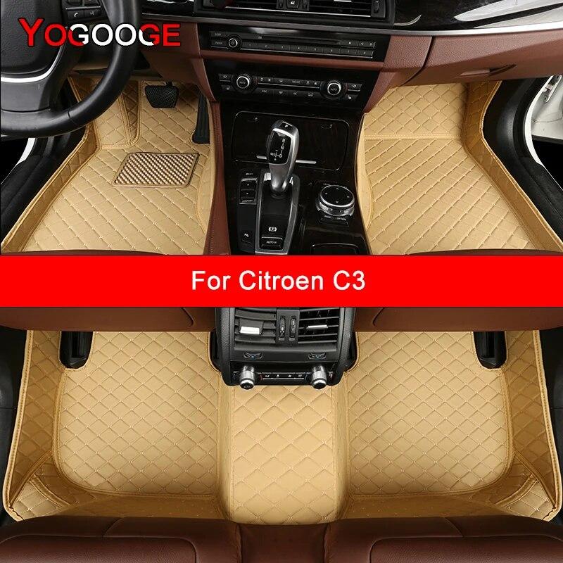 

Автомобильные коврики YOGOOGE на заказ для Citroën C3, автомобильные аксессуары, коврик для ног бежевый