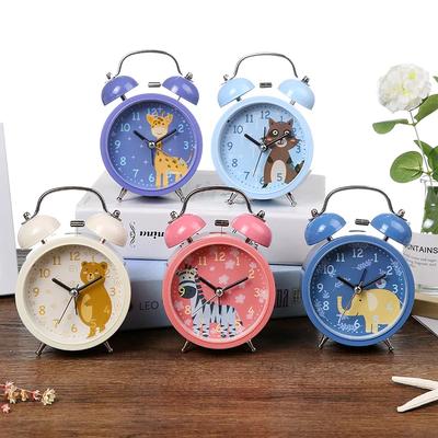 Réveil Dessin Animé Chambre Chevet Cloche Métallique Petit Réveil Enfants Joli Motif Animal Avec Veilleuse Réveil