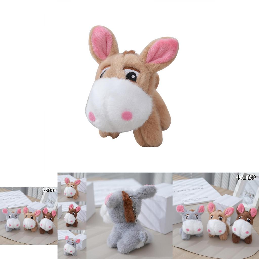 Adorable Plush Donkey Stuffed Toy Soft Pp Cotton Keychain Cute Animal Figure Grey Tan Brown