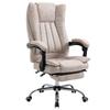 Home Office Chair Microfibre Desk Chair with Reclining Function Armrests Swivel Wheels Footrest Beige