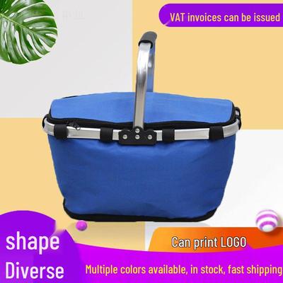 Large Capacity Handheld Insulated Picnic Basket – Solid Color Oxford Cloth