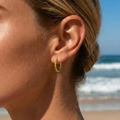 18K Gold Titanium Steel Twist Hoop Earrings, Minimalist 316L Stainless Steel Luxury Premium Ear Jewelry