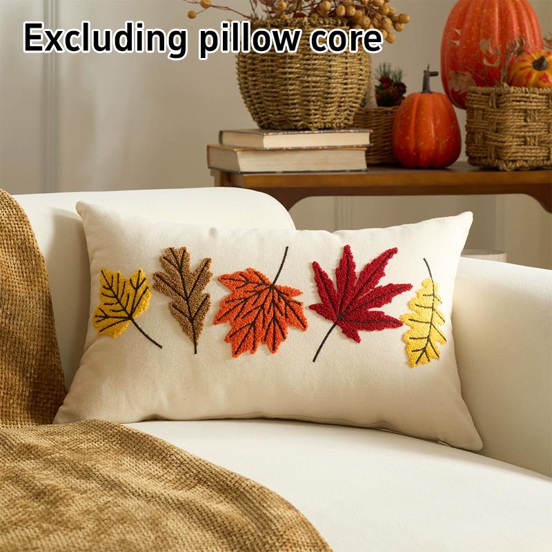 Festival Autumn Maple Leaf Pillow Pumpkin Embroidery Cushion Cover Modern Decoration Home Decoration Pillowcase Bedding