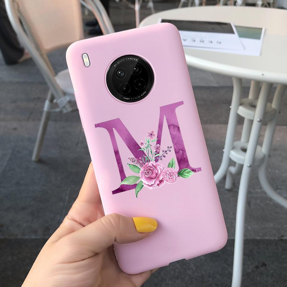 For Huawei Y9a 2020 Case 6.63'' Cute 26 Letters Cover Case For Huawei Y9a Y 9a Soft TPU Fundas HuaweiY9a Shockproof Phone Bumper