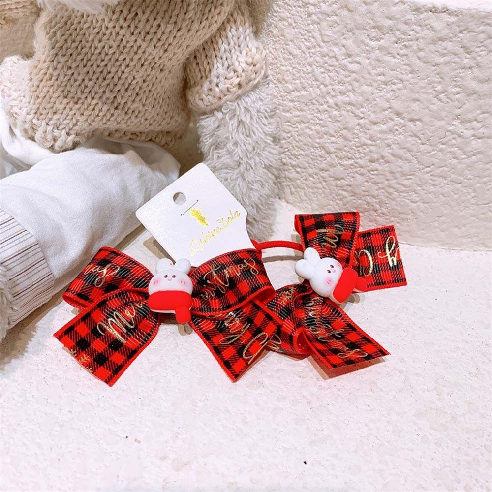 Bells Santa Claus Kids Hair Band Christmas Hair Ring Bow Rubber Band Christmas Hair Rope