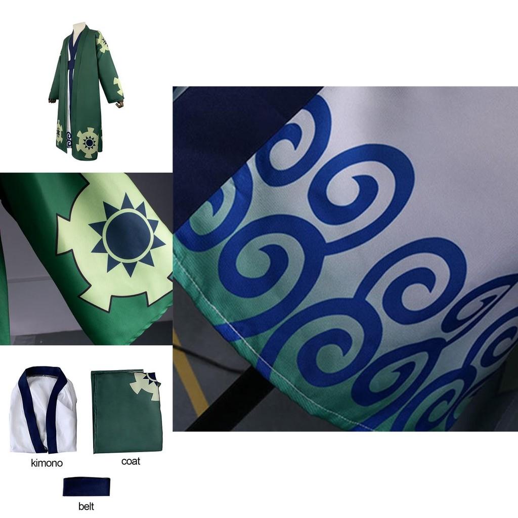 One Piece Roronoa Zoro Cosplay Kostüm Hochwertiger Kimono Robe Vollanzug für Halloween und Themenpartys