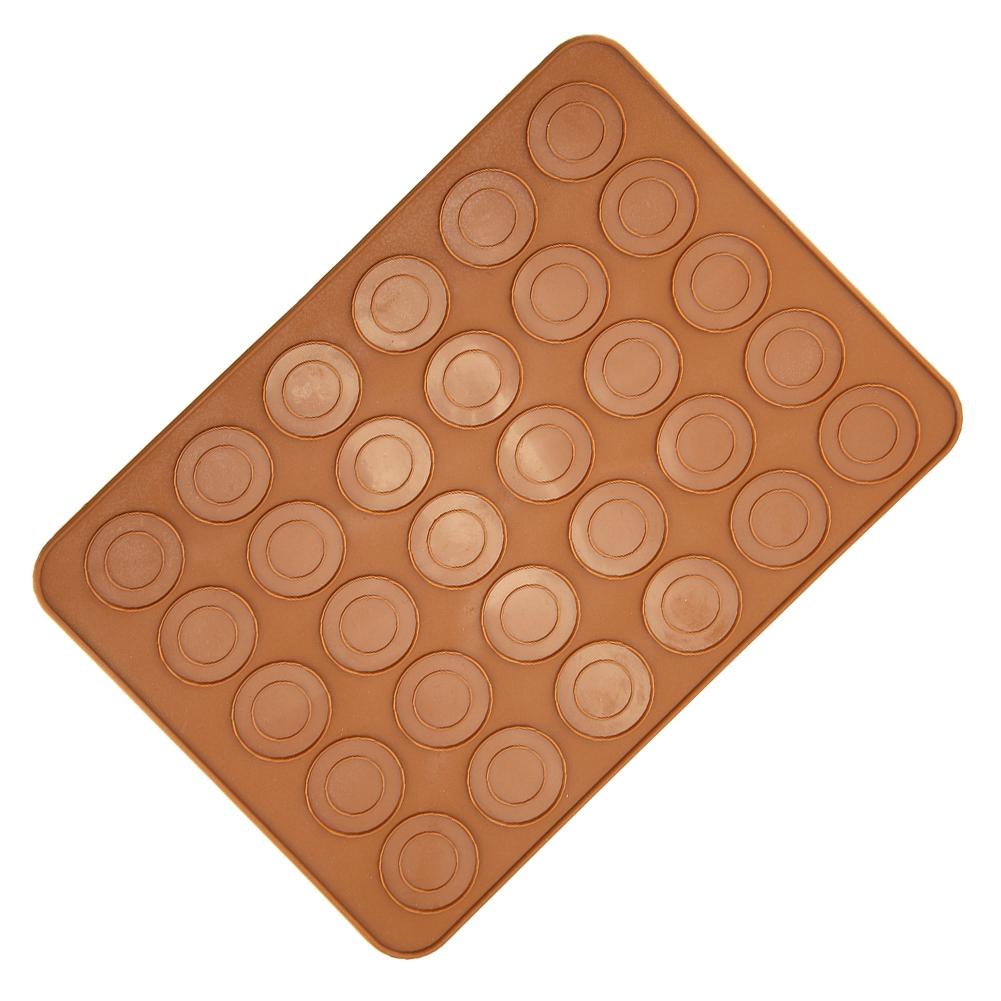 1pc 30 Holes Round Shape Macarons Mat Silicone Macaron Sheet Pad Pastry Cake Baking Tool