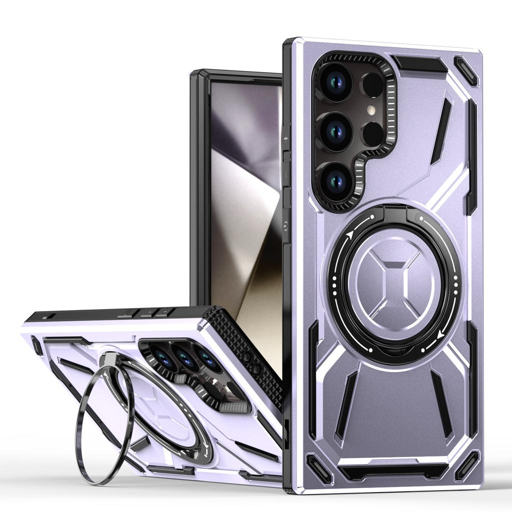 Applicable To Samsung S26Ultra Second-generation Gold Armor Mobile Phone Case S25FE Ring Magnetic Suction S24 Anti-drop Protective Case