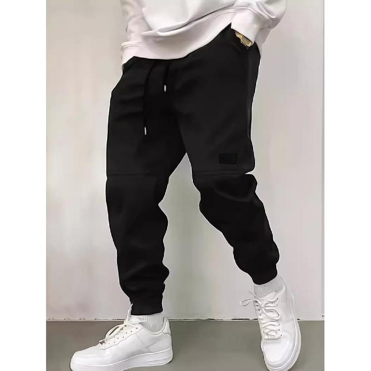 

Men S New Solid Color Sweat Pants Trend Retro Casual Drawstring Pants Male XXXL чёрный