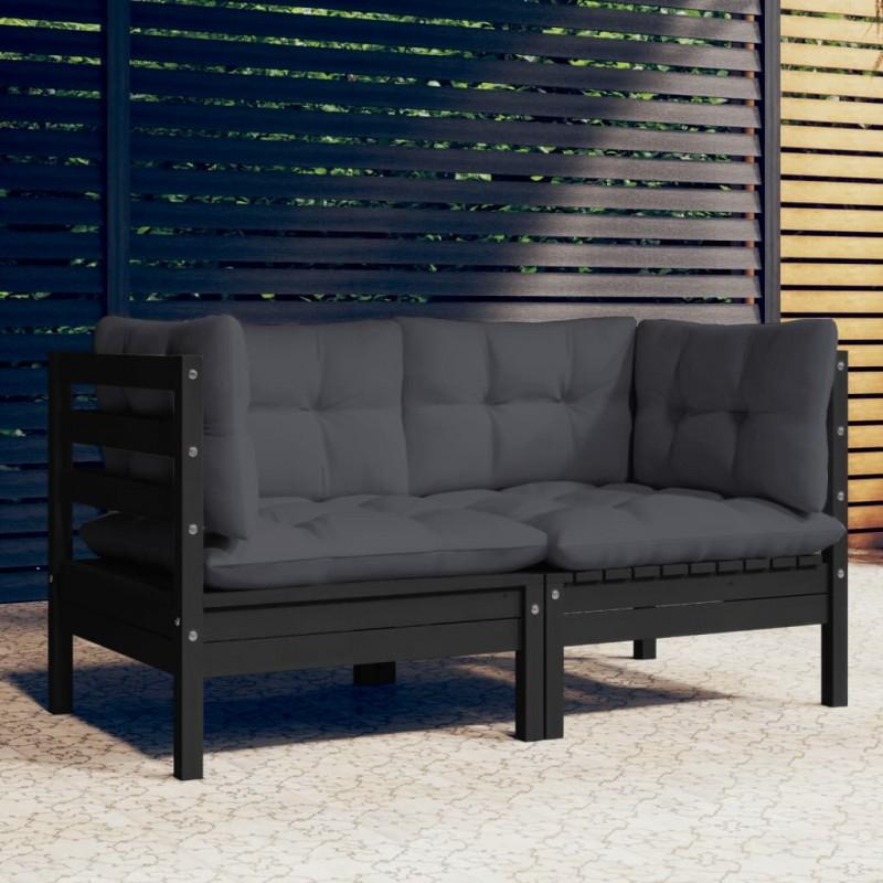 Day and Night - Day and Night 2-seater Garden Sofa with Anthracite Gray Pine Wood Cushions