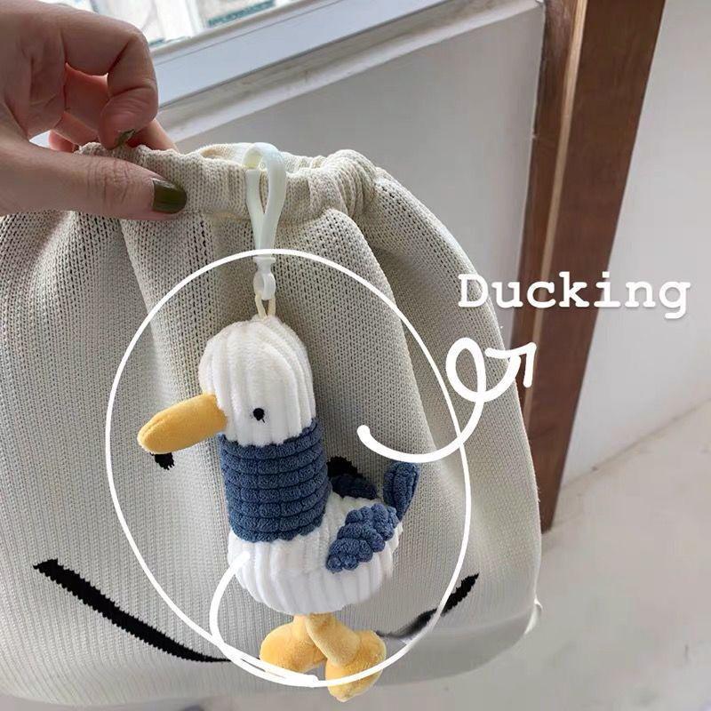 Creative Plush Cheer Up Cartoon Duck Keychain Pendant - Cute Backpack Charm