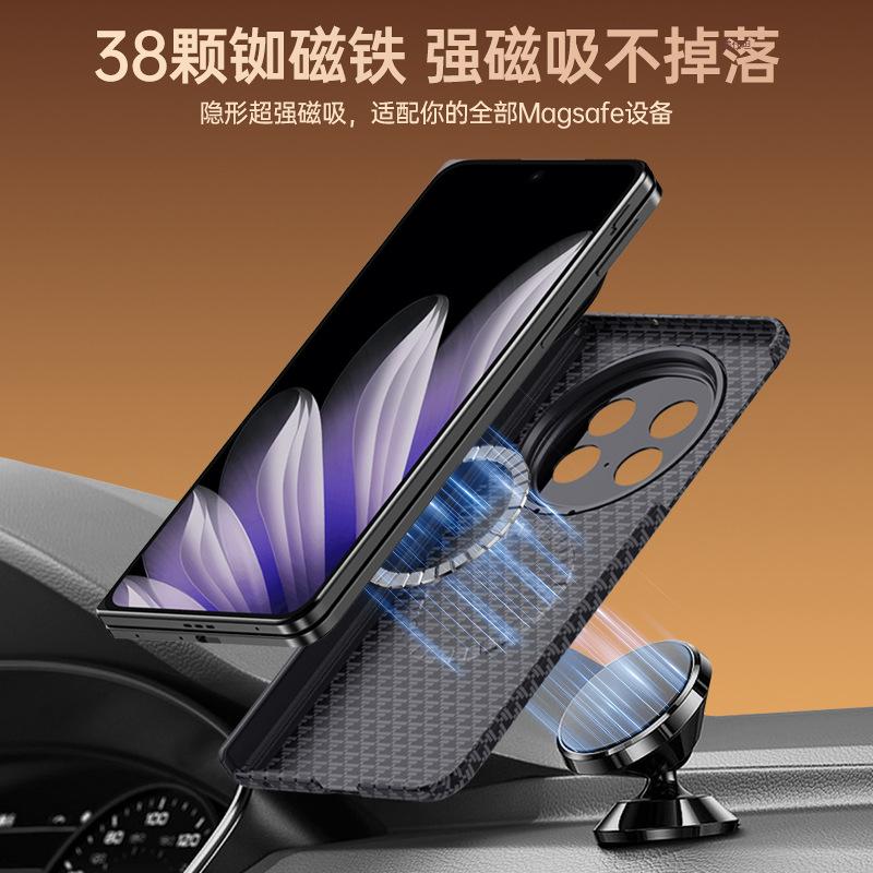Applicable oppofindn5 mobile phone case center axis anti-drop ultra-thin lens holder magnetic carbon fiber pattern Internet celebrity business