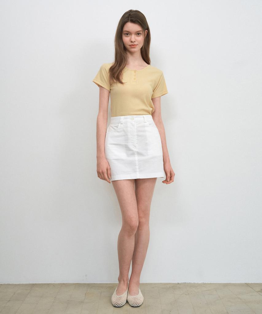 Wednesday Oasis For Woman Classic Cotton Mini Skirt_Ivory(W25-Sk01)