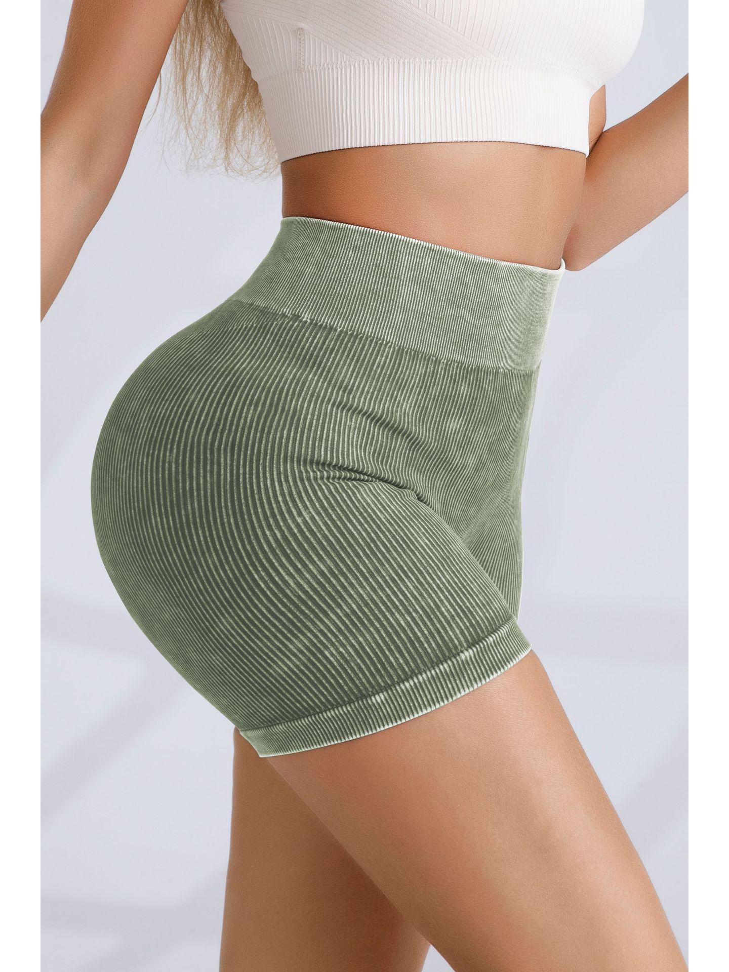 

Женские быстросохнущие брюки для йоги с высокой талией - Песочная стирка, Поддержка ягодиц, Однотонные фитнес-леггинсы, Спортивные шорты в рубчик Medium