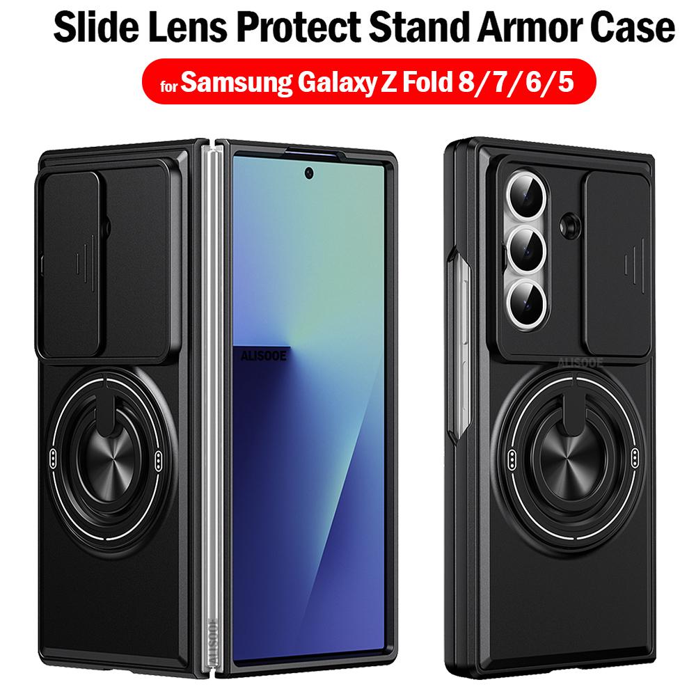 Funda for Samsung Galaxy Z Fold 8 7 6 5 Case Cover Rotatable Slide Camera Protection Ring Stand Shockproof Capa Funda