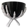HHO-Skull Ornaments Bowl Stand For Halloween Decoration-For Candy Trinkets Desktop Display Holder-Gothic Horror Hands Design