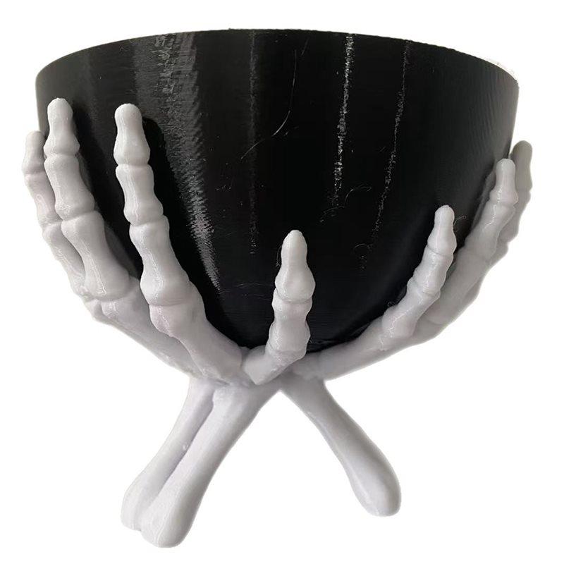

HHO-Skull Ornaments Bowl Stand For Halloween Decoration-For Candy Trinkets Desktop Display Holder-Gothic Horror Hands Design