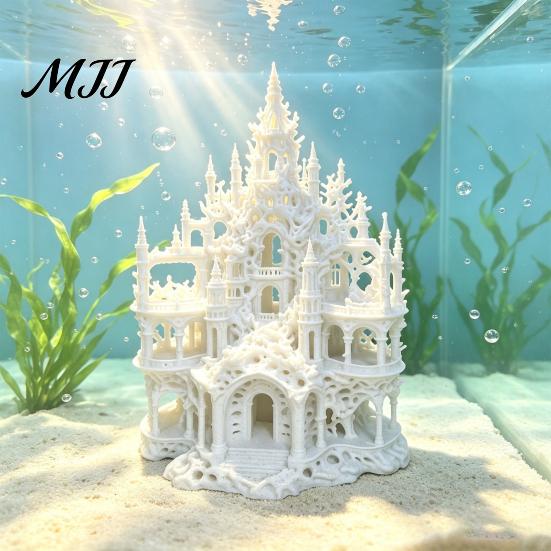 Fish Tank Hideout Cave Gothic Castle Aquarium Hideout, 3D Printed Betta Hide Cave, Small Shrimp Shelter Ornament, Decorative Coral for Resting