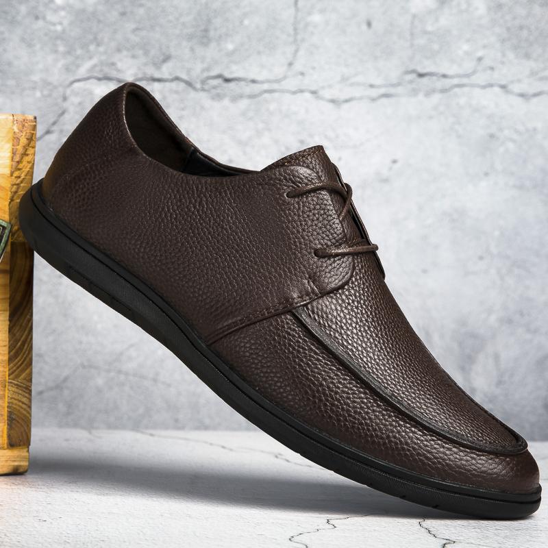 Men's Business Shoes genuine leather Soft Moccasins Comfortable Casual Shoes for Men Autumn Solid Black Men Sneakers