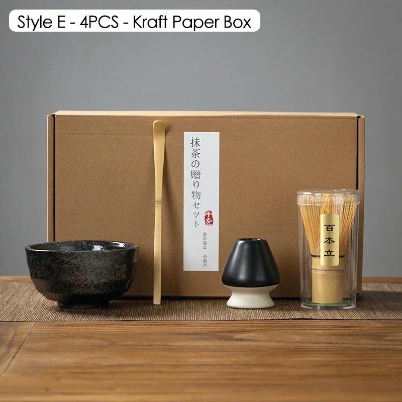 Japanese Matcha Blender Ceremony 4/5/6pcs Set Ceramic Chawan Bowl Bamboo Whisk and Tea Scoop Matcha Tools Kit for Tea Lovers