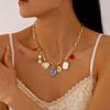2025 French Vintage Metal Charms Necklace for Women Chili Love Conch Pearl Pendent Elegent Necklace Drip Glaze Luxury Jewelry