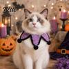 Adjustable Dog Bib Knitted Star Pet Bib Handmade Shape Cat Crochet Skin-friendly Collar with Black Pom-poms for Cats Small Dogs Halloween Outfit