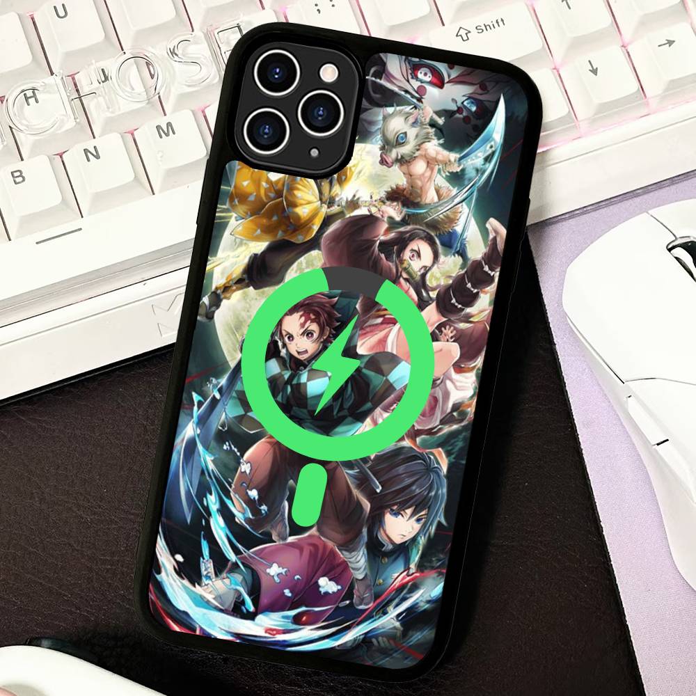 Demon Slayer Cartoon Phone Case Magnetic Case For IPhone 16 14 13 12 11 15 Pro Max Plus For Magsafe Wireless Charge Cover