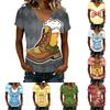 Women's Casual V Neck Short Sleeve T Shirt Oktoberfest Print Top Lightweight Soft Fabric Relaxed Fit Tee for Everyday Wear